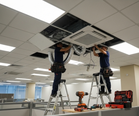  l’installation d’un climatiseur cassette de plafond